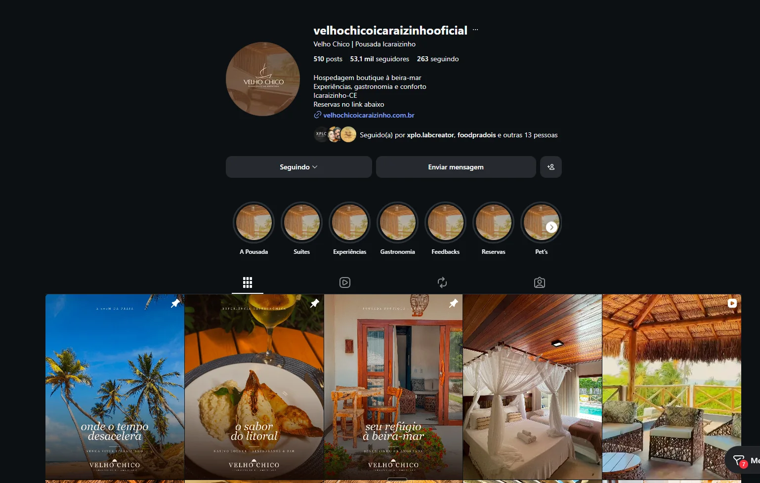 Perfil do Instagram do Velho Chico com 53,1 mil seguidores